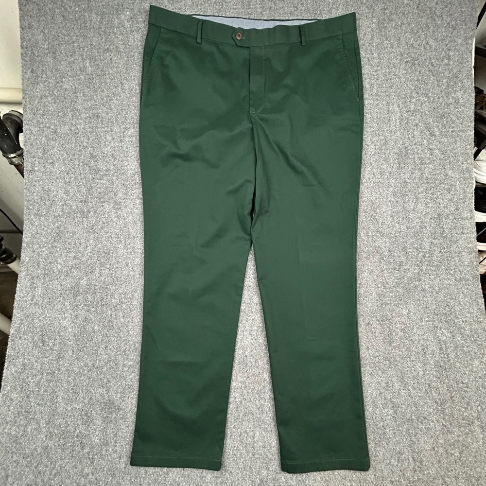 Charles Tyrwhitt Chinos Men 42x32 Green Classic Fit Non-Iron Cotton Stretch Pant